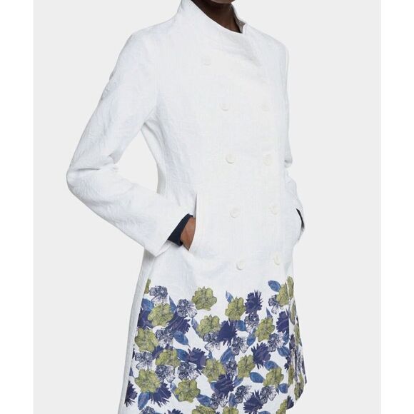 Desigual Jackets & Blazers - Desigual NWT White Floral Trench Coat Women’s‎ Size 38 EU/4 US